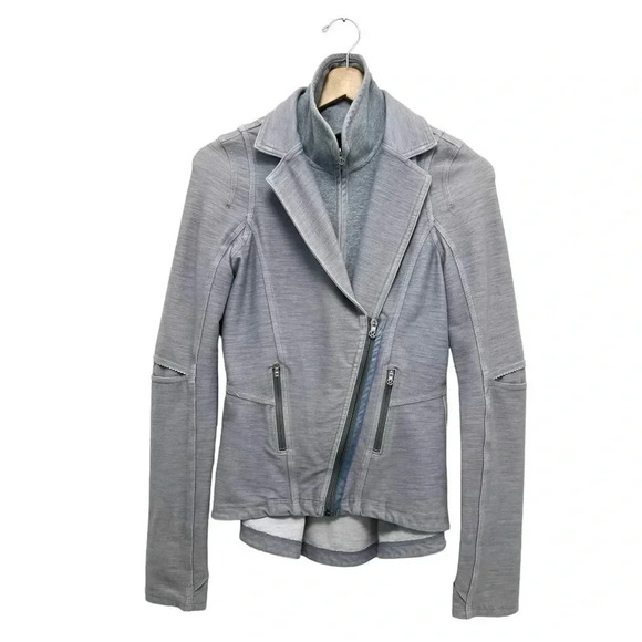 Lululemon Ride On Rock Blazer Moto Jacket Convertible Fossil Gray Size 4 - Picture 6 of 12